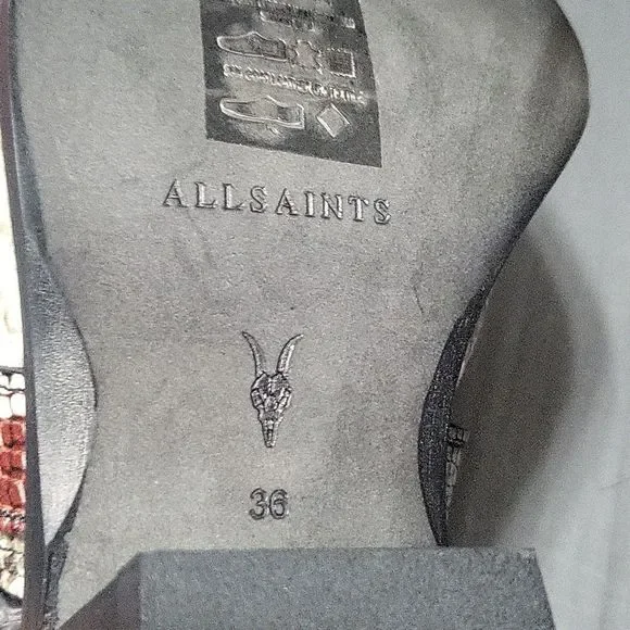 ALL SAINTS "Darcy" Red Leather Snake Print Pointed Toe Buckle Bootie 36 - Picture 6 of 10